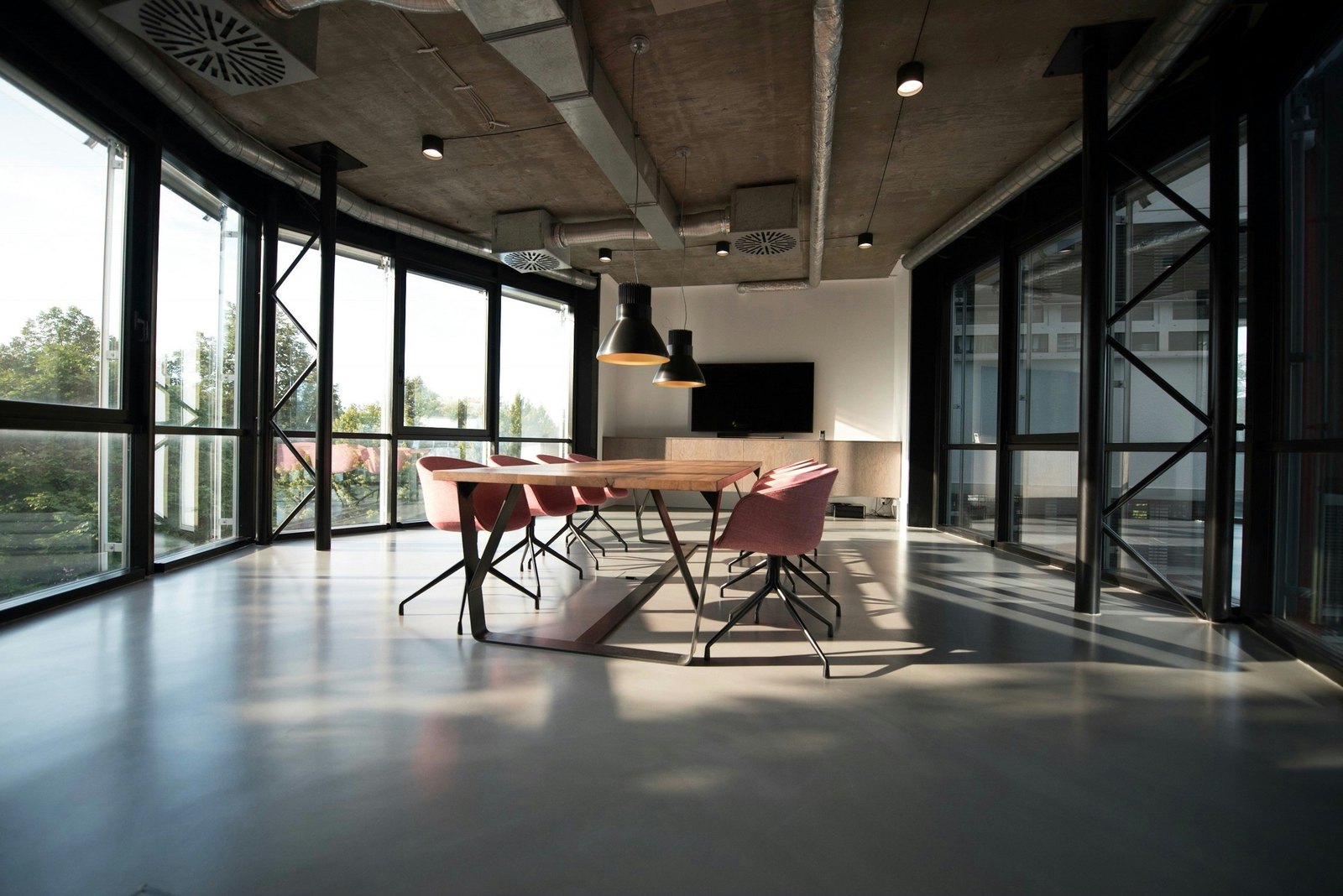 Modern meeting space with natural light